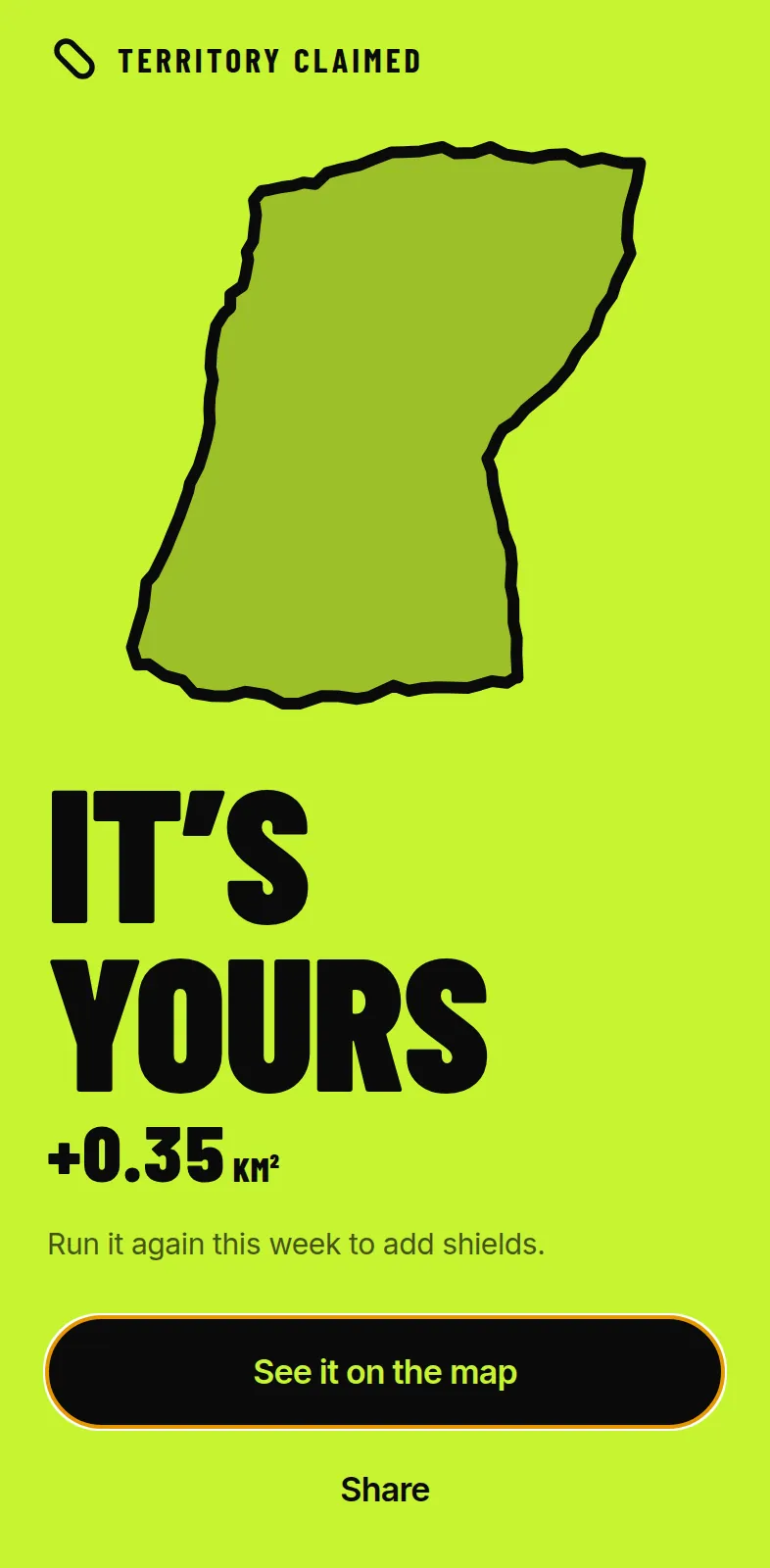 Territory claimed: plus 0.35 square kilometres
